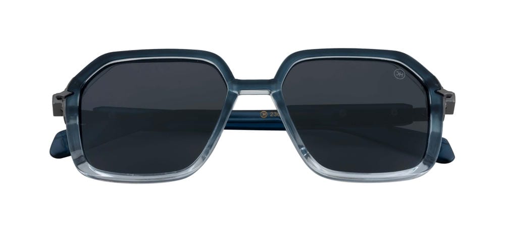 Knight Horse Polarized Geometric Sunglasses with Blue & Transparent Frame