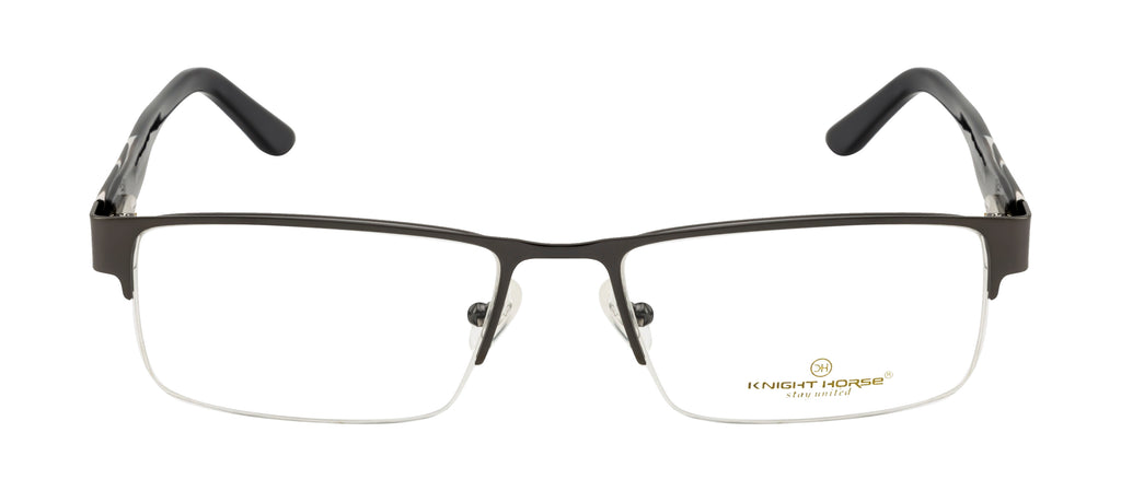 Knight Horse Supra Black Metal Eyeglass Frame with Acetate Sides