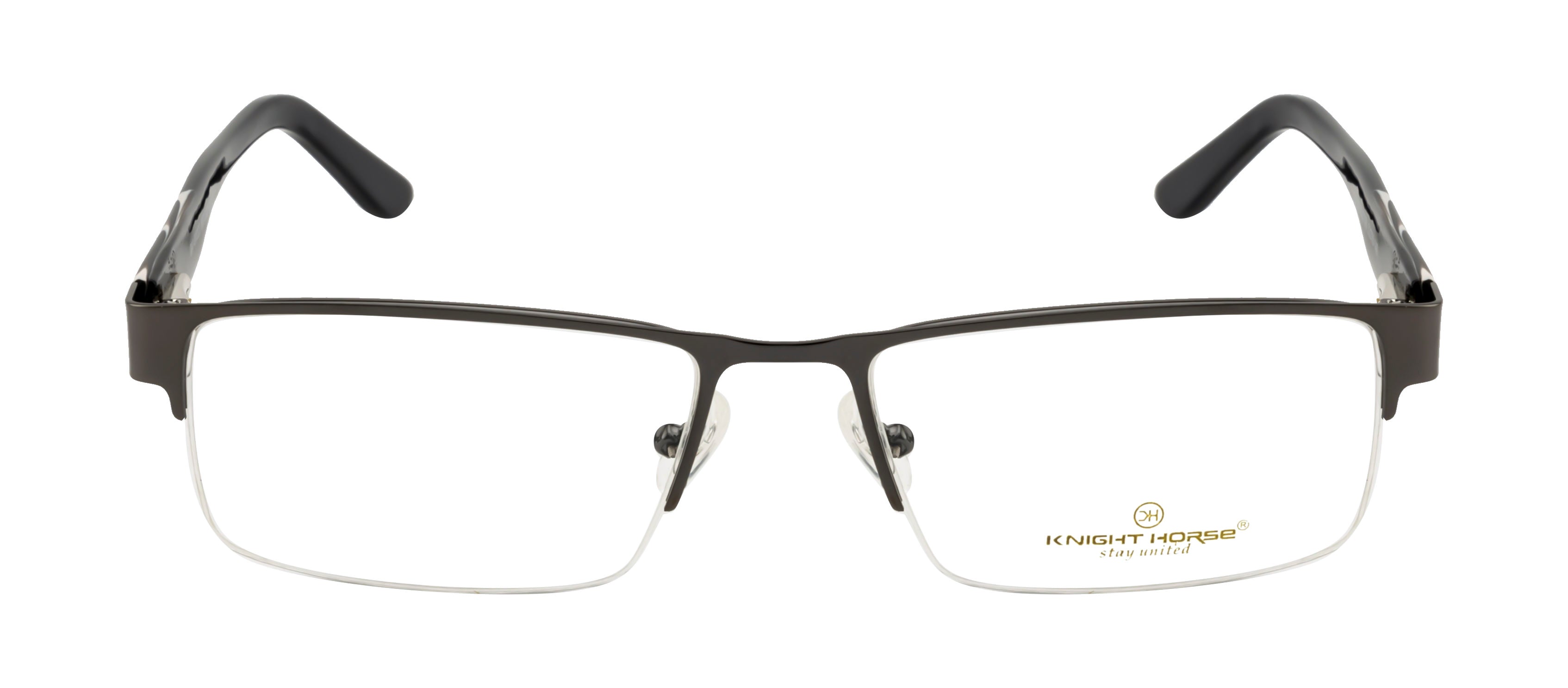 Knight Horse Supra Black Metal Eyeglass Frame with Acetate Sides
