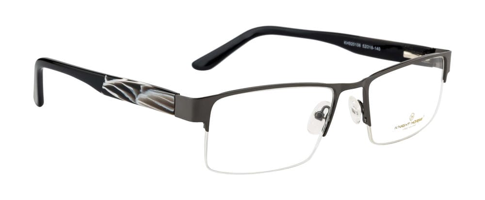 Knight Horse Supra Black Metal Eyeglass Frame with Acetate Sides