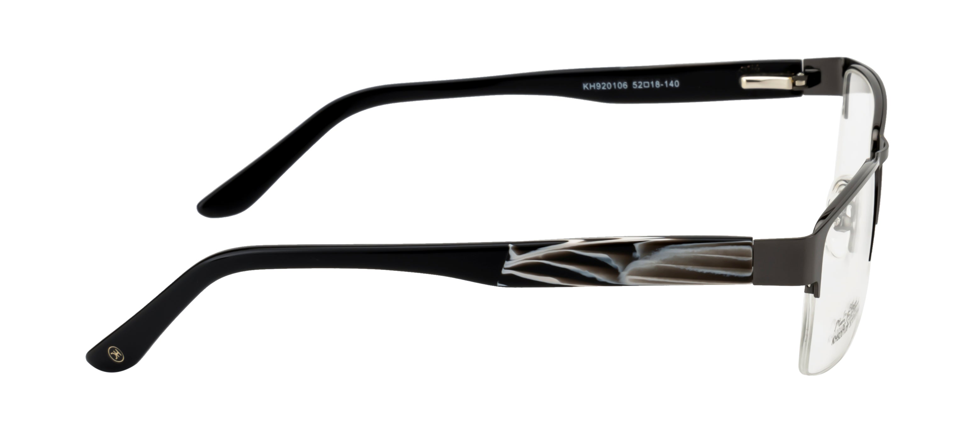 Knight Horse Supra Black Metal Eyeglass Frame with Acetate Sides