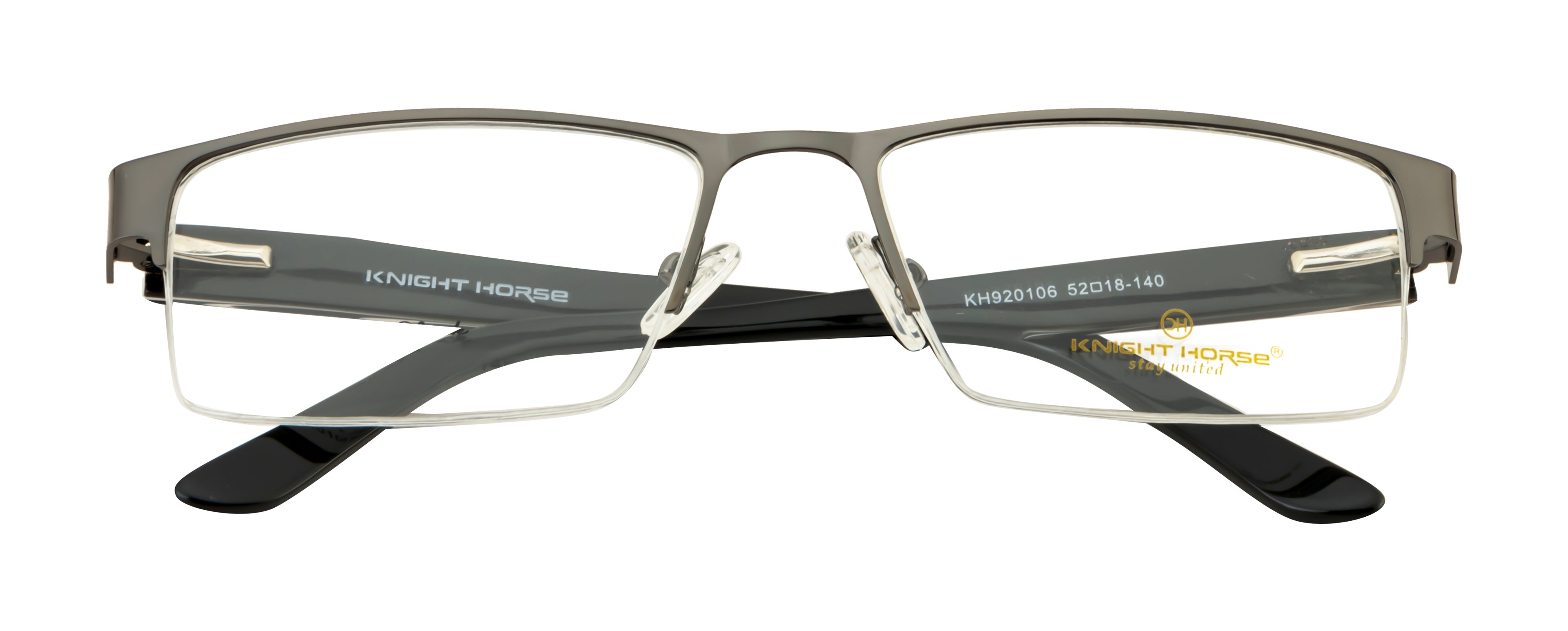 Knight Horse Supra Black Metal Eyeglass Frame with Acetate Sides