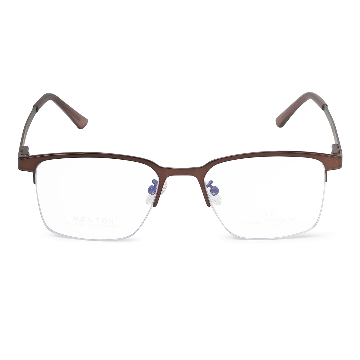 Lightweight Half Rim Optical Frame Brown Metal Spectacles