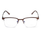 Lightweight Half Rim Optical Frame Brown Metal Spectacles