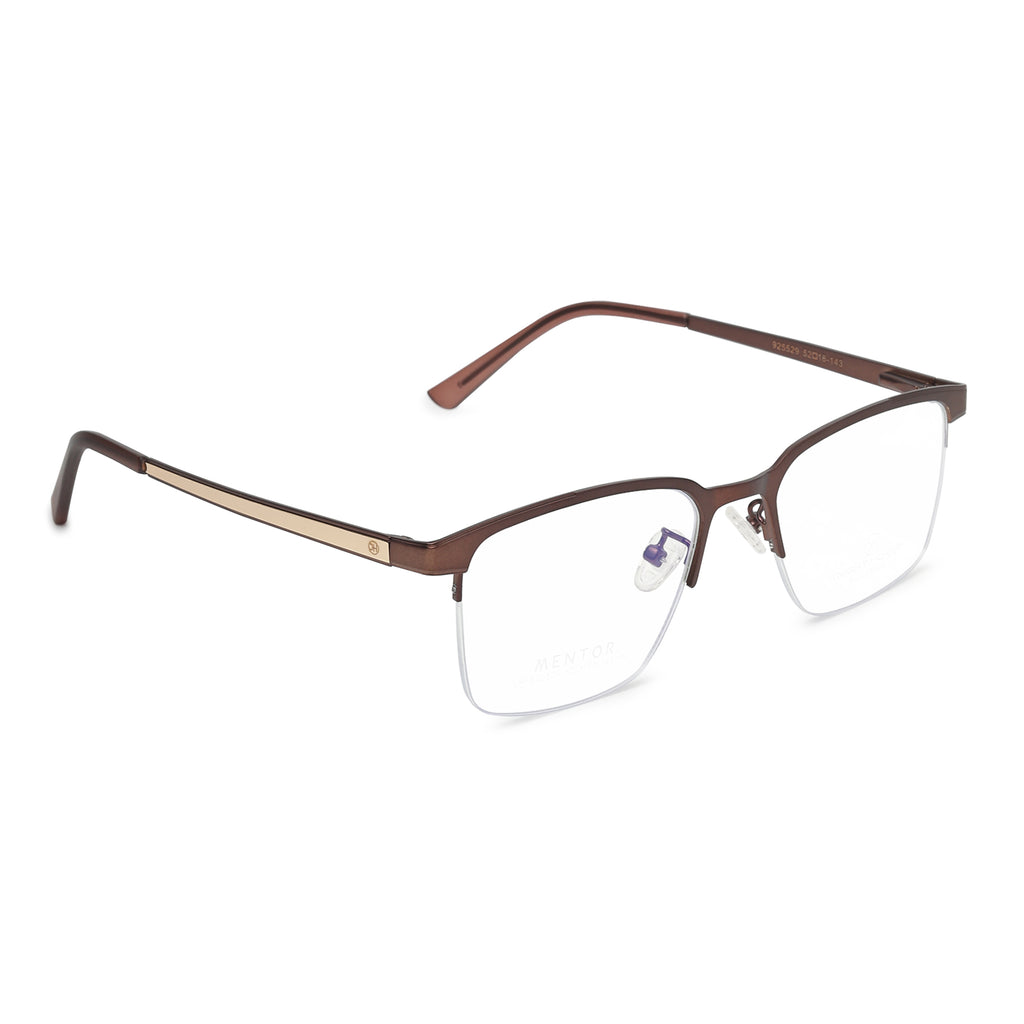 Lightweight Half Rim Optical Frame Brown Metal Spectacles