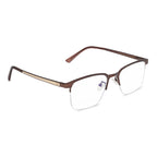 Lightweight Half Rim Optical Frame Brown Metal Spectacles