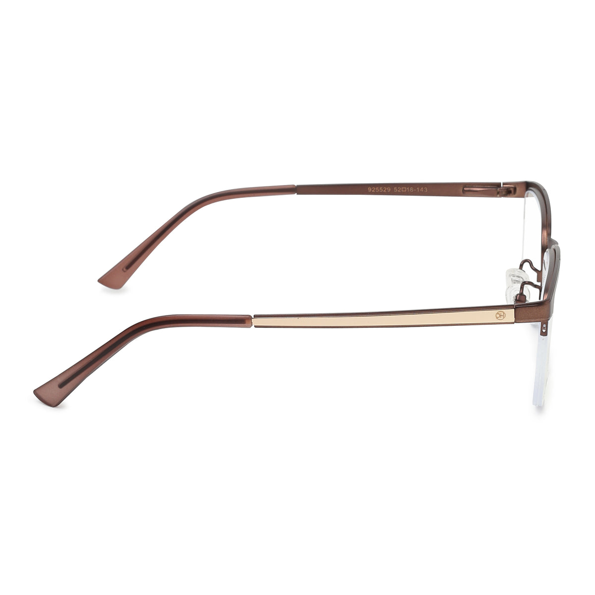 Lightweight Half Rim Optical Frame Brown Metal Spectacles