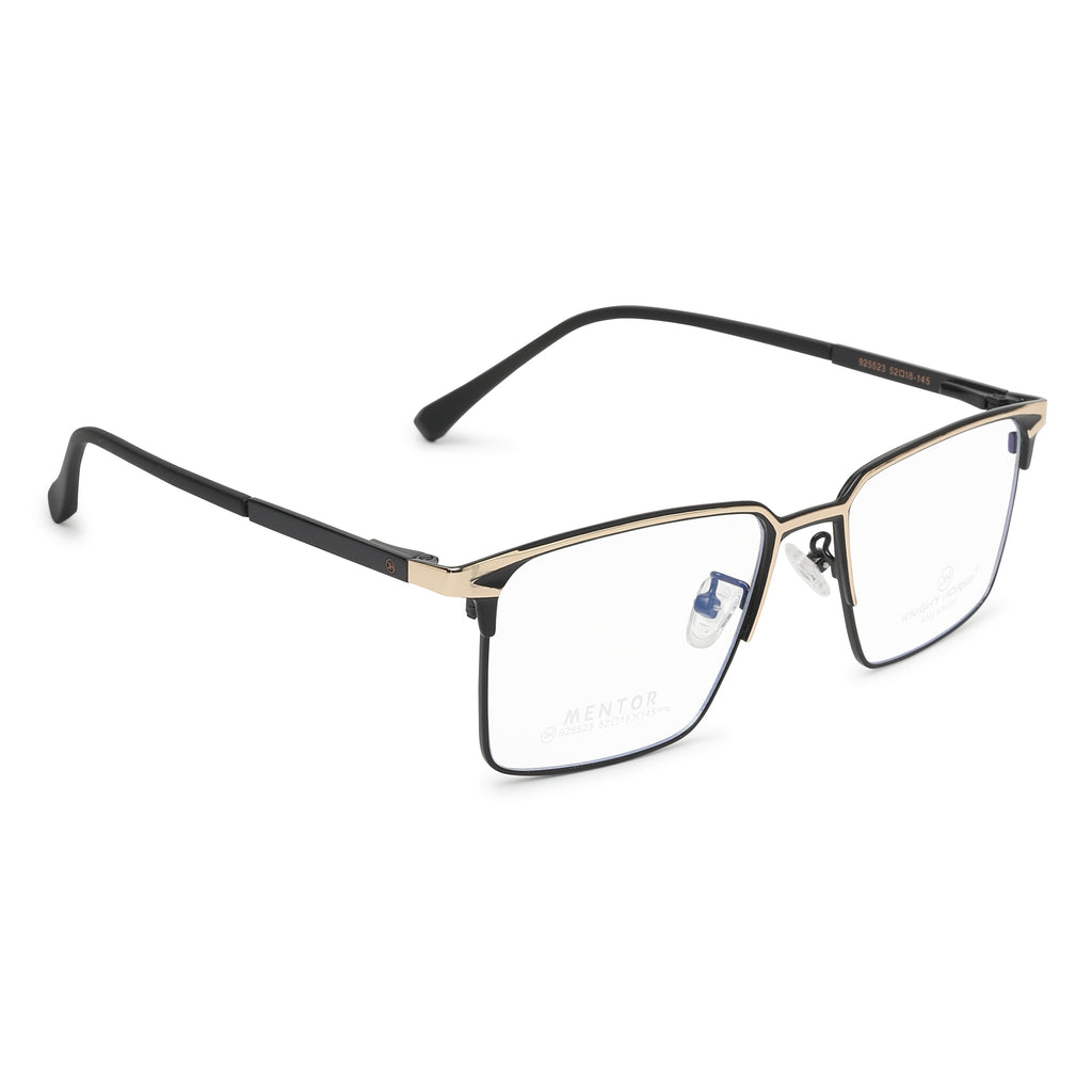 Knight Horse  Black & Gold Rectangular Full Rim Eyeglasses for Men