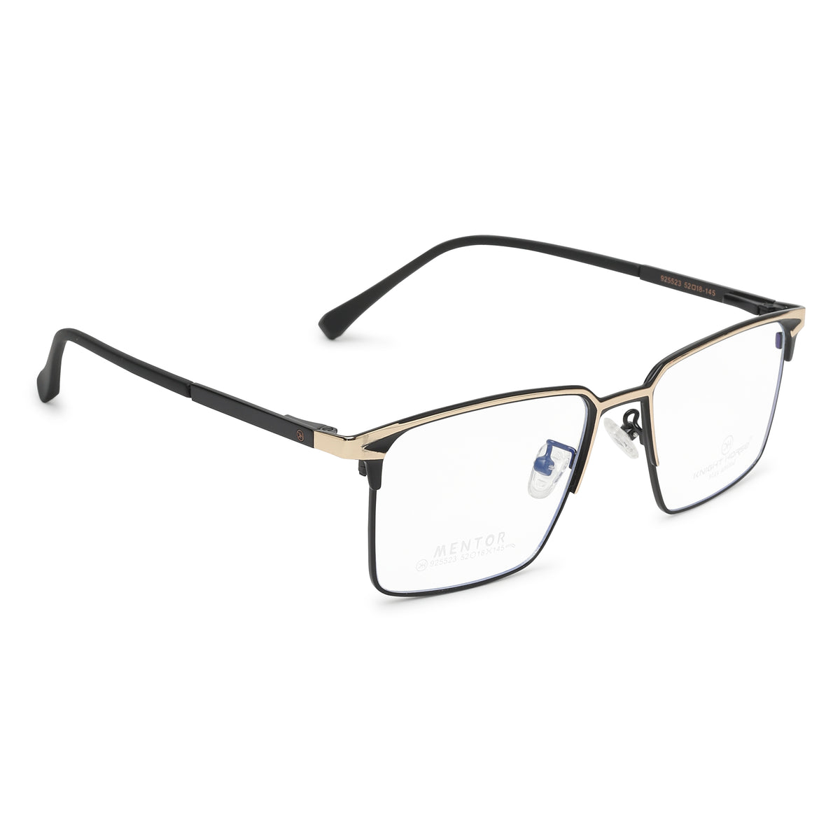 Knight Horse  Black & Gold Rectangular Full Rim Eyeglasses for Men