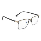 Knight Horse  Black & Gold Rectangular Full Rim Eyeglasses for Men