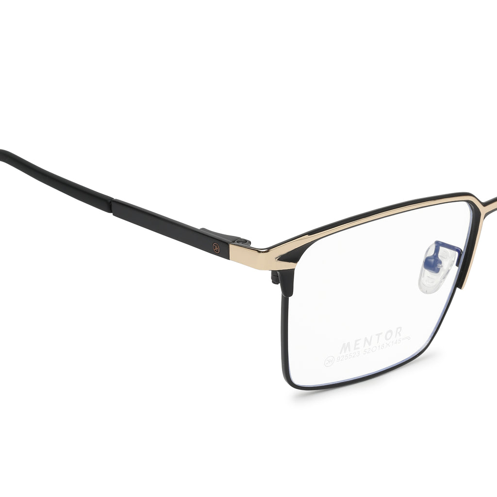 Knight Horse  Black & Gold Rectangular Full Rim Eyeglasses for Men