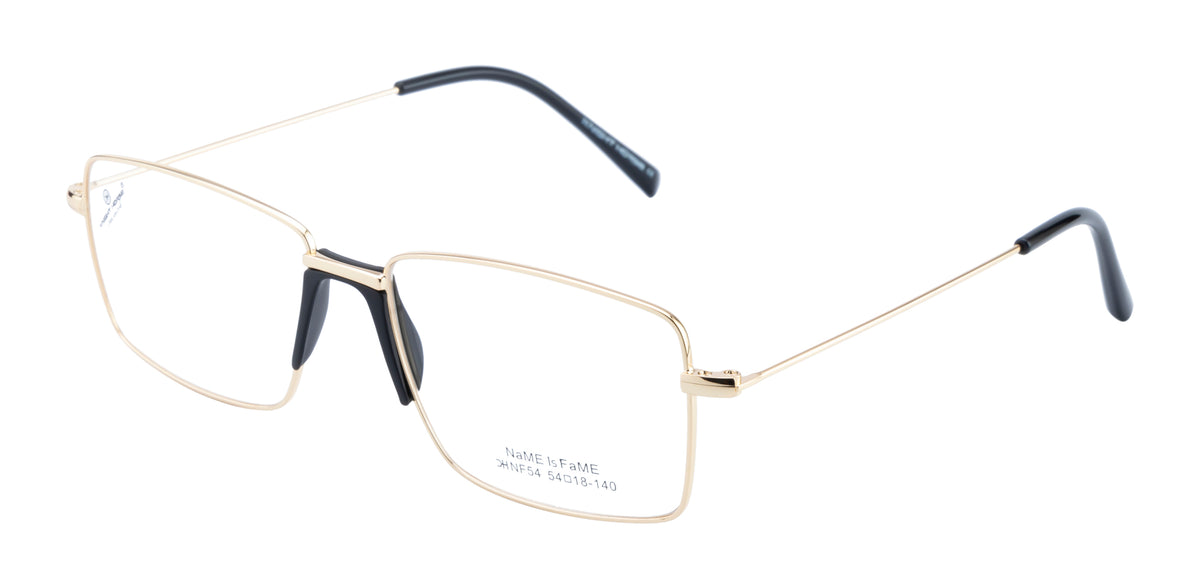 Metal Eyewear Frame Featuring A Luxurious Golden Finish In A Sleek Rectangular Shape