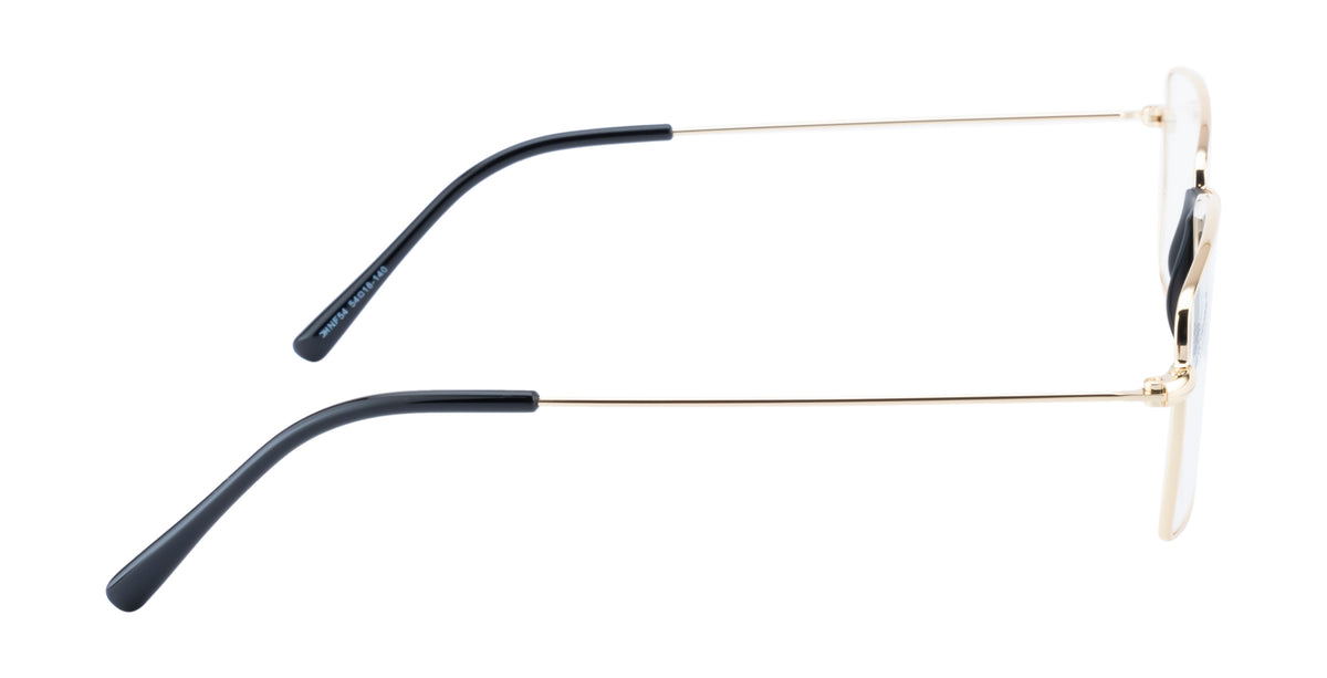 Metal Eyewear Frame Featuring A Luxurious Golden Finish In A Sleek Rectangular Shape
