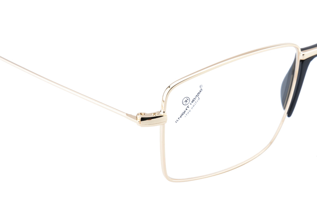 Metal Eyewear Frame Featuring A Luxurious Golden Finish In A Sleek Rectangular Shape