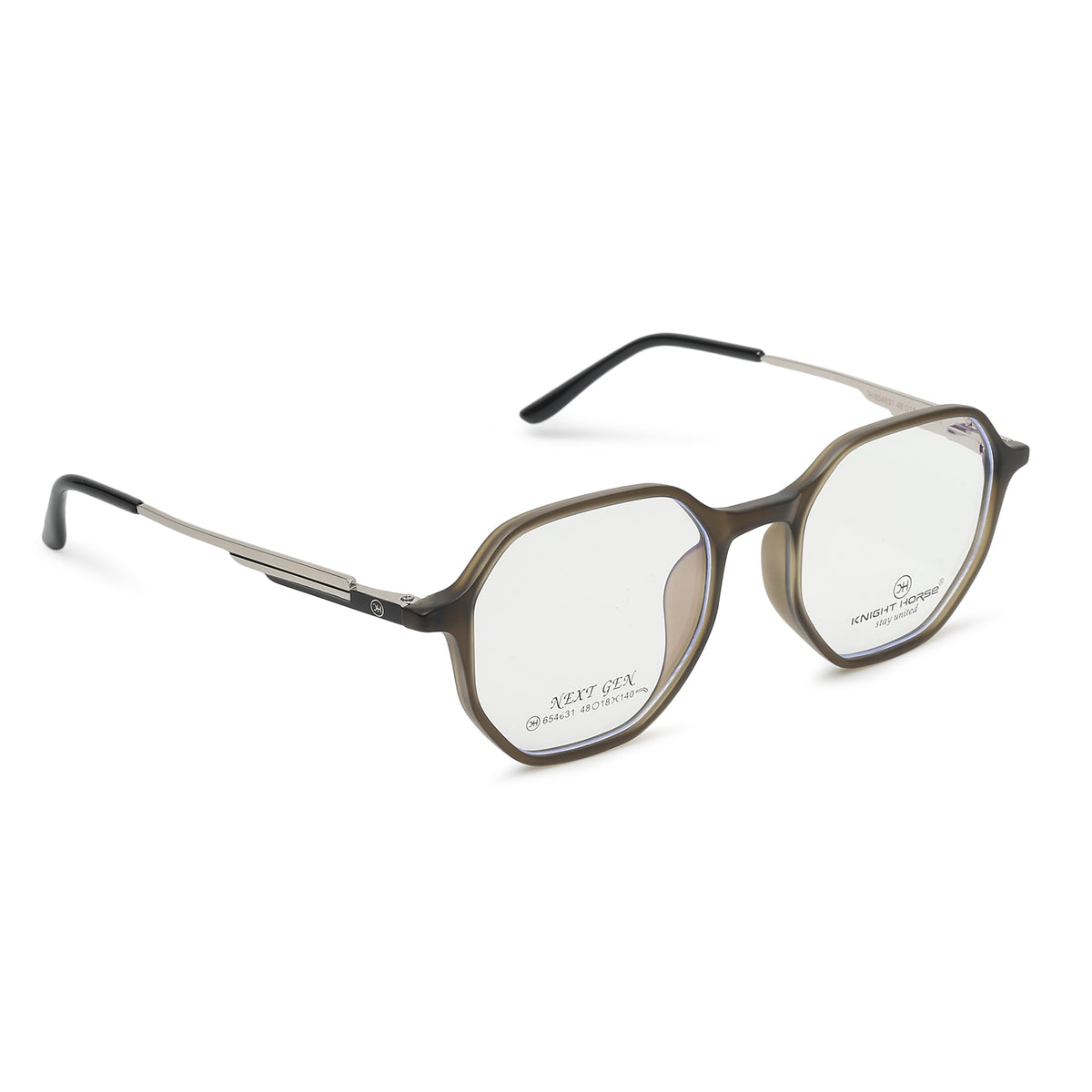 Knight Horse  Premium Optical Frame | TR Front & Metal Sides | Soft Square | Unisex | Brown