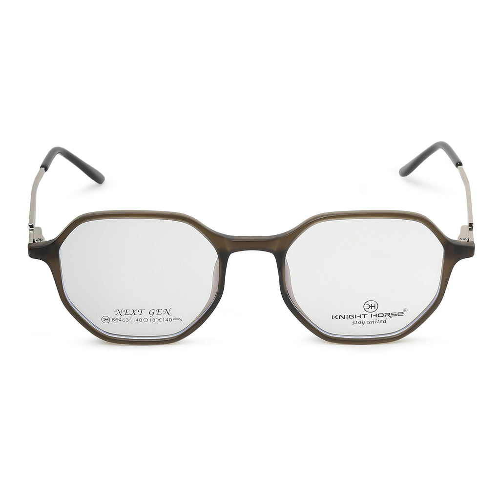 Knight Horse  Premium Optical Frame | TR Front & Metal Sides | Soft Square | Unisex | Brown