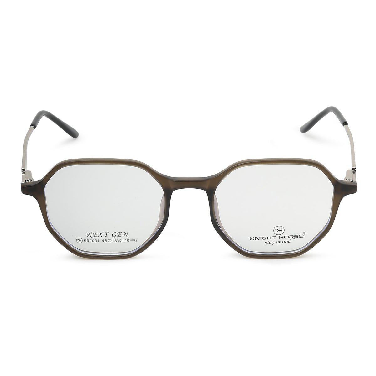 Knight Horse  Premium Optical Frame | TR Front & Metal Sides | Soft Square | Unisex | Brown