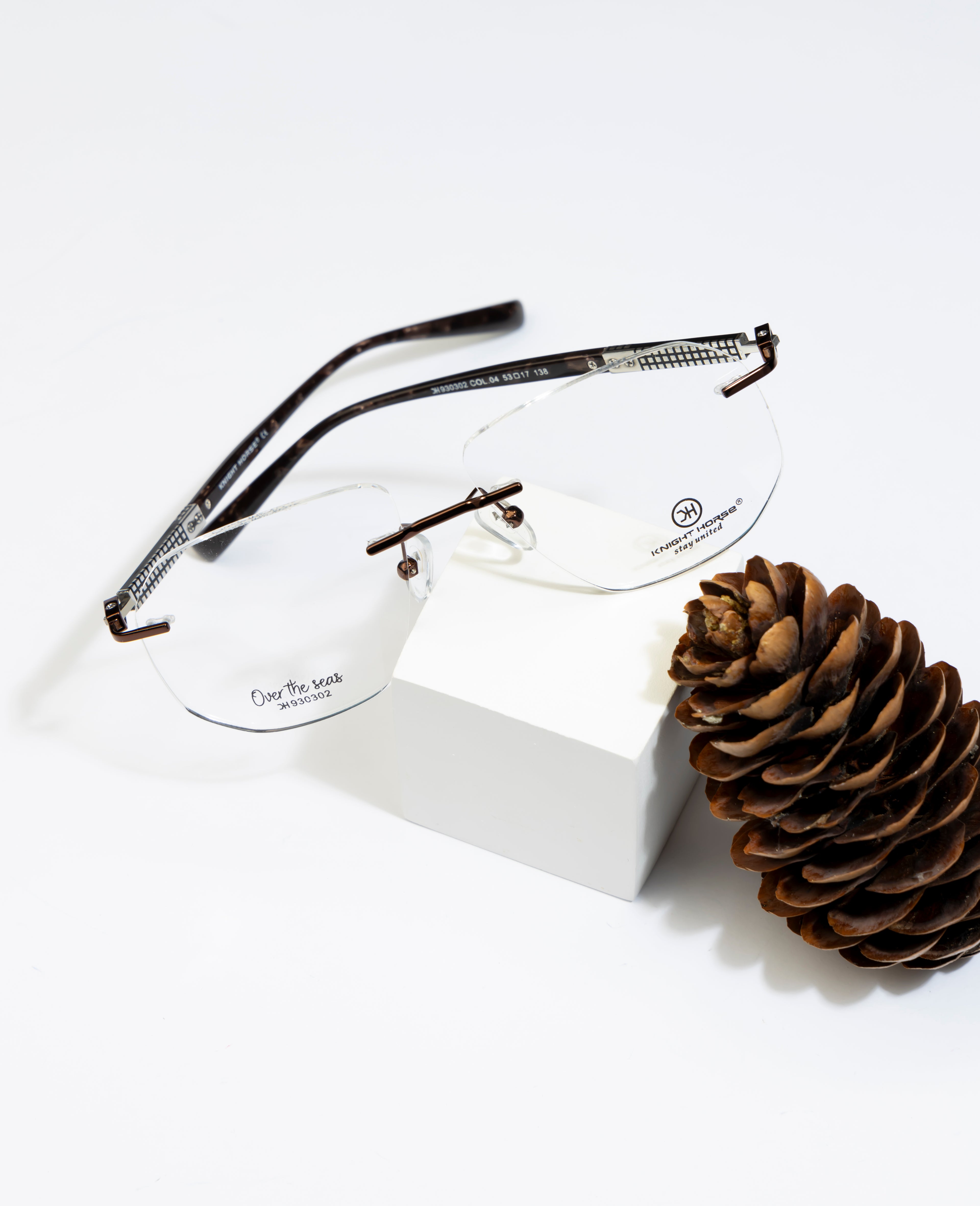 Eminent Brown Hexagonal Rimless Eyewear