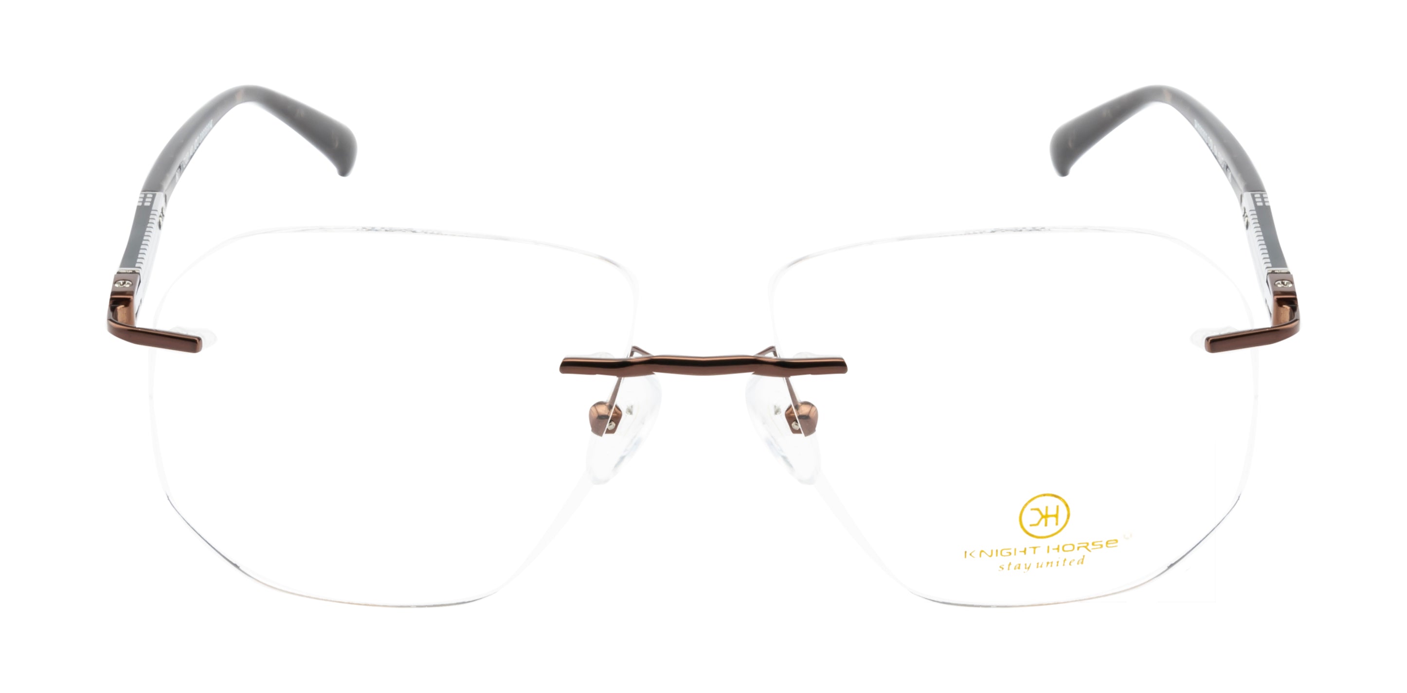 Eminent Brown Hexagonal Rimless Eyewear