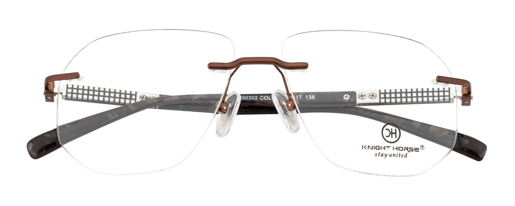 Eminent Brown Hexagonal Rimless Eyewear