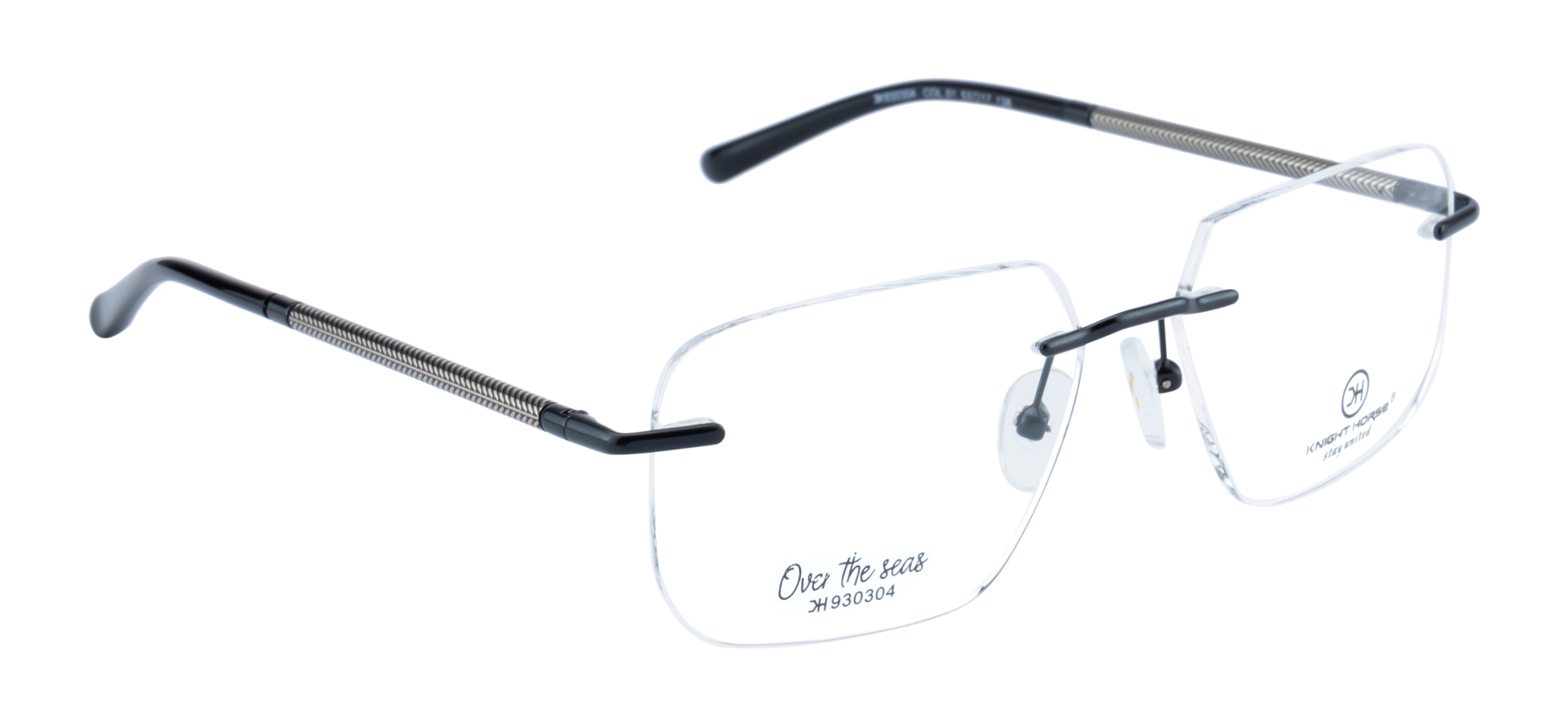 Rimless Metal Eyewear Frame: Sleek And Modern Design | Silver & Black