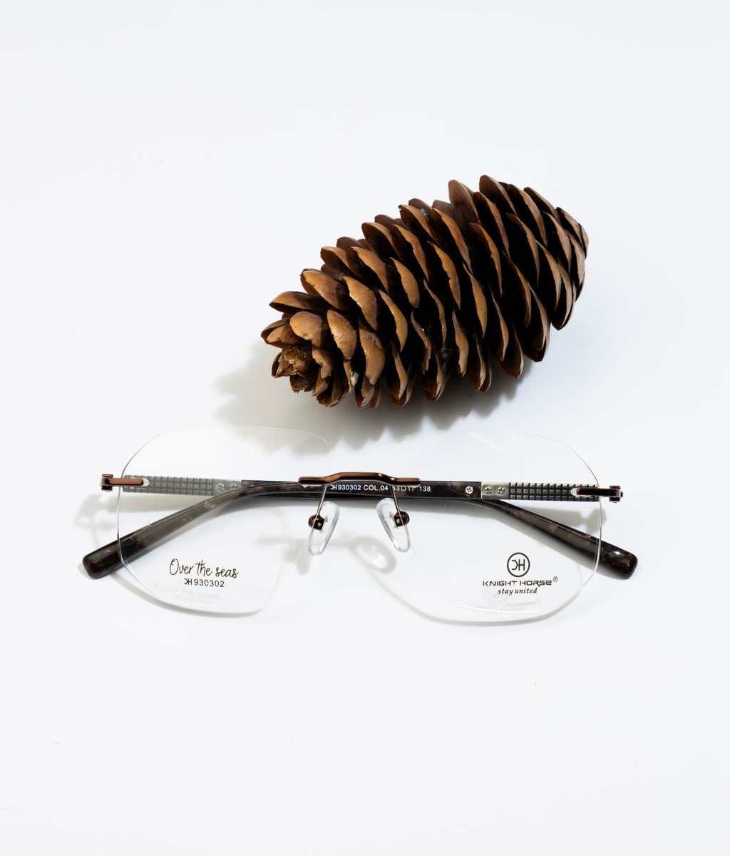 Eminent Brown Hexagonal Rimless Eyewear