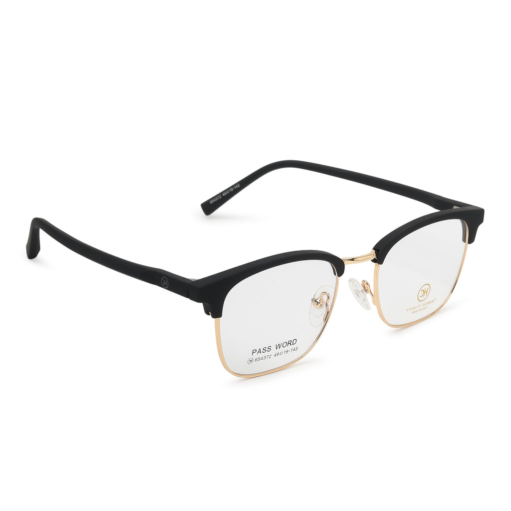 Knight Horse Unisex Keymount Black & Gold TR Half Wire Eyeglasses