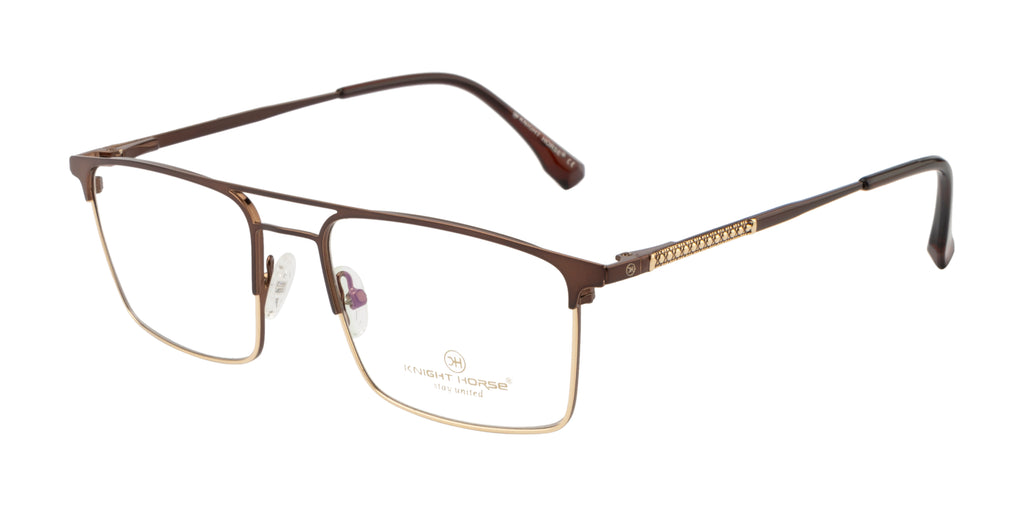 Luxe Metal Eyewear: Brown & Gold Double Plated Frame with Spring Hinges
