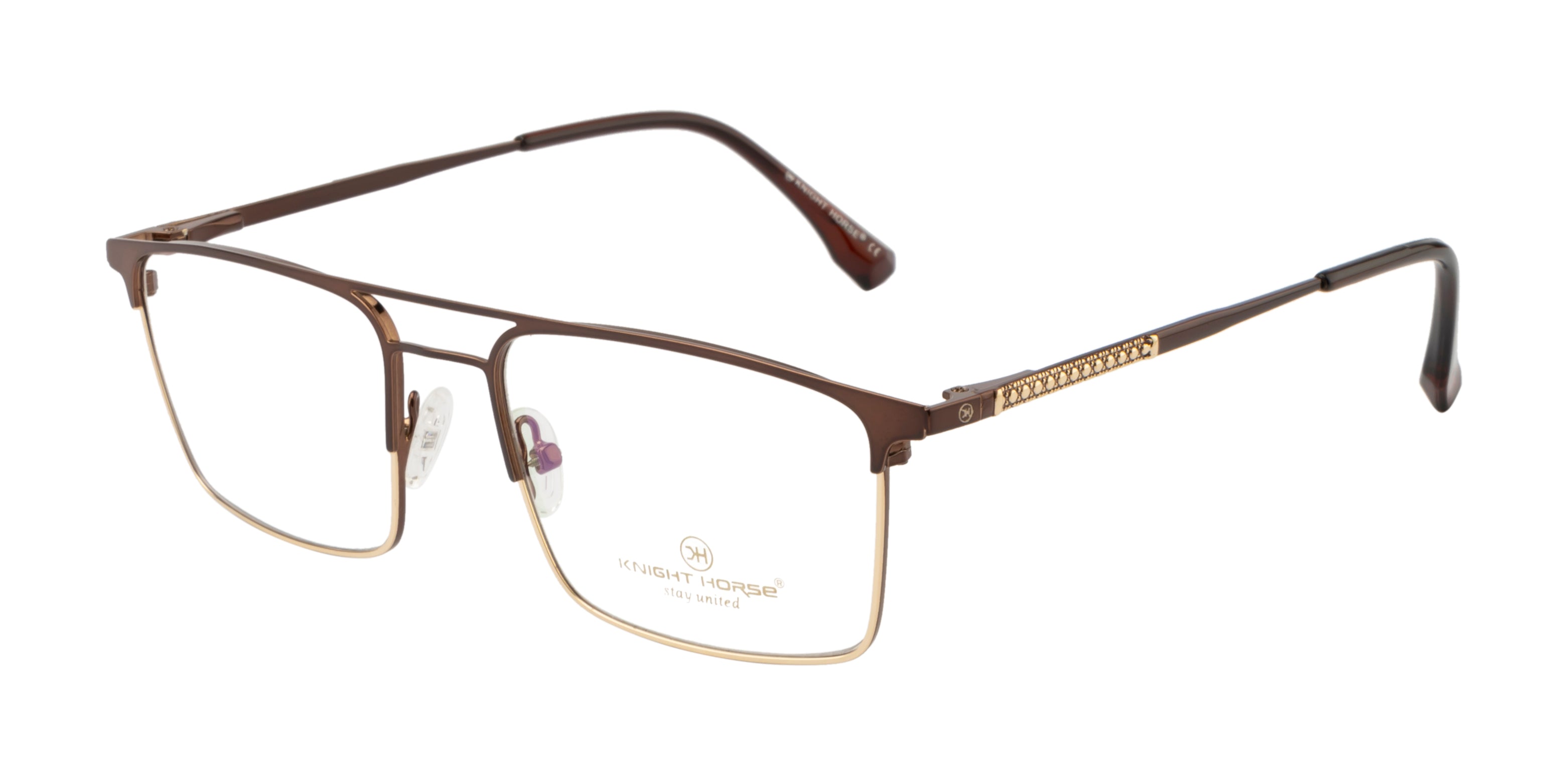 Luxe Metal Eyewear: Brown & Gold Double Plated Frame with Spring Hinges