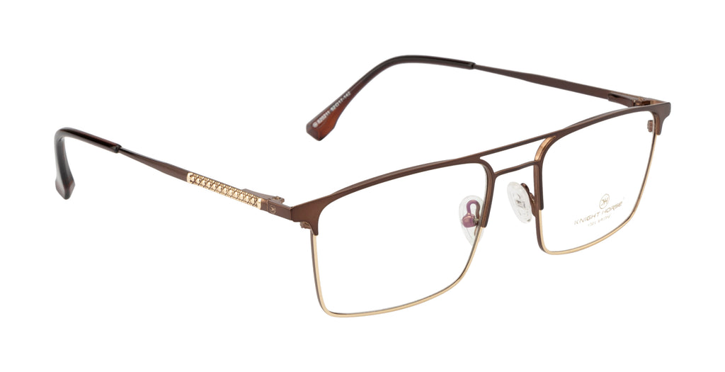 Luxe Metal Eyewear: Brown & Gold Double Plated Frame with Spring Hinges