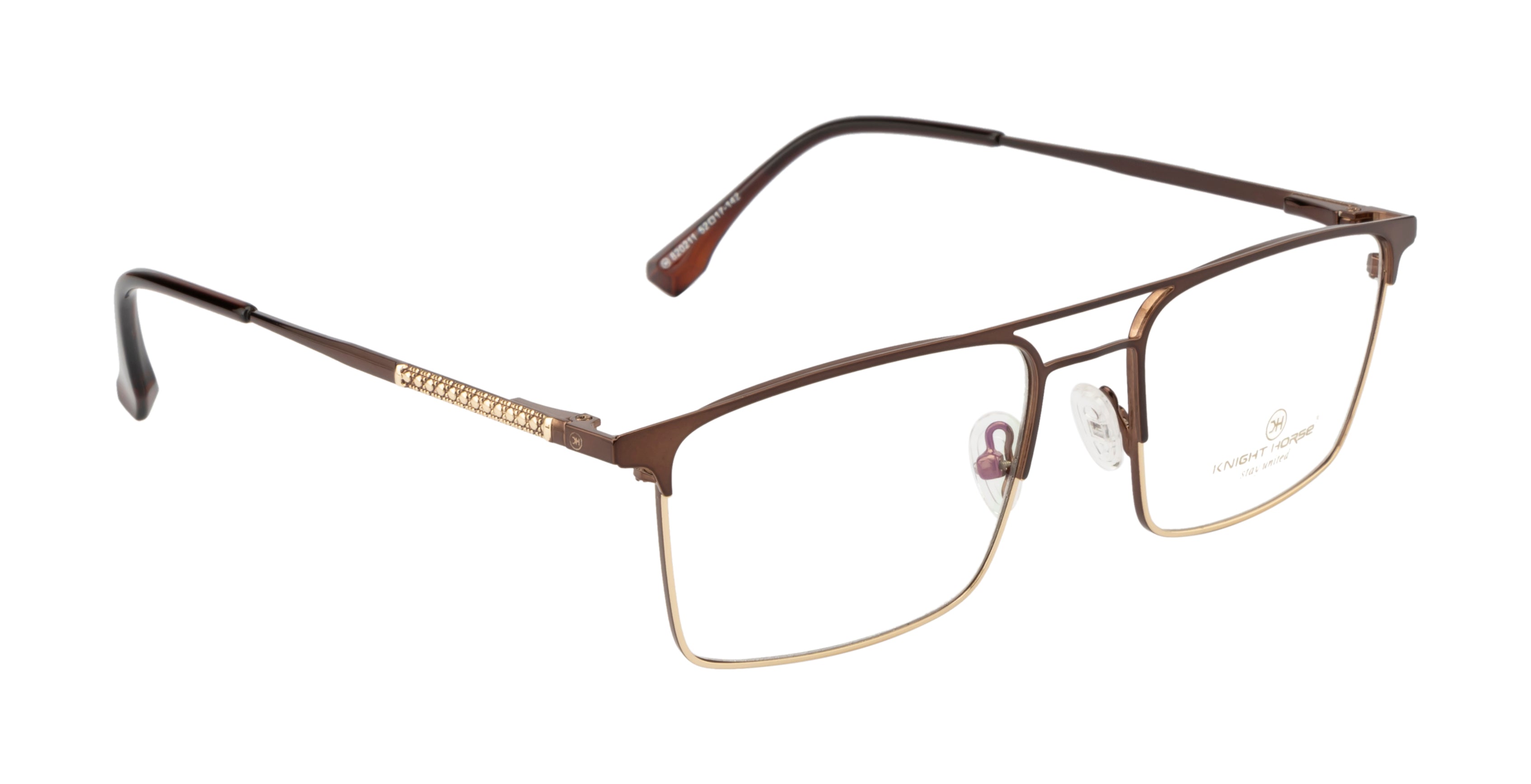 Luxe Metal Eyewear: Brown & Gold Double Plated Frame with Spring Hinges
