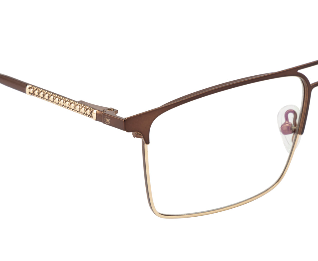 Luxe Metal Eyewear: Brown & Gold Double Plated Frame with Spring Hinges