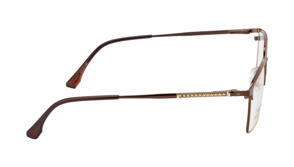 Luxe Metal Eyewear: Brown & Gold Double Plated Frame with Spring Hinges