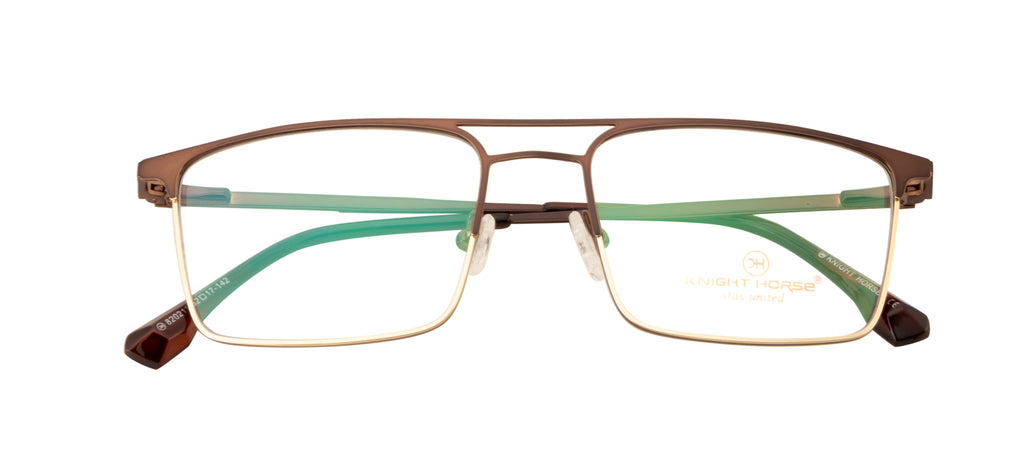 Luxe Metal Eyewear: Brown & Gold Double Plated Frame with Spring Hinges