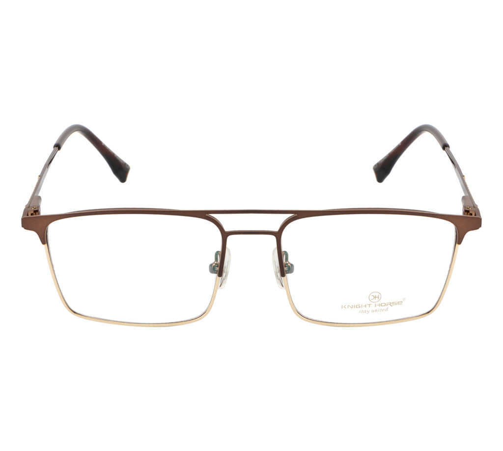 Luxe Metal Eyewear: Brown & Gold Double Plated Frame with Spring Hinges