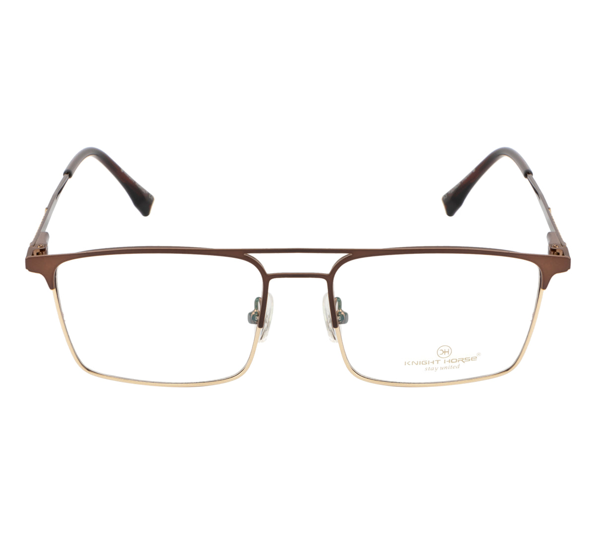 Luxe Metal Eyewear: Brown & Gold Double Plated Frame with Spring Hinges