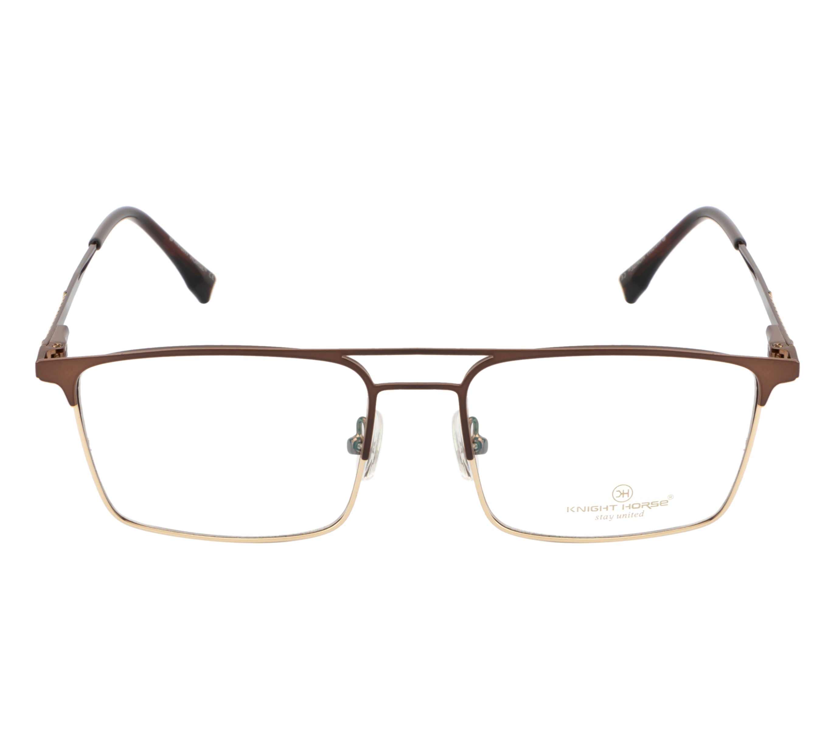 Luxe Metal Eyewear: Brown & Gold Double Plated Frame with Spring Hinges