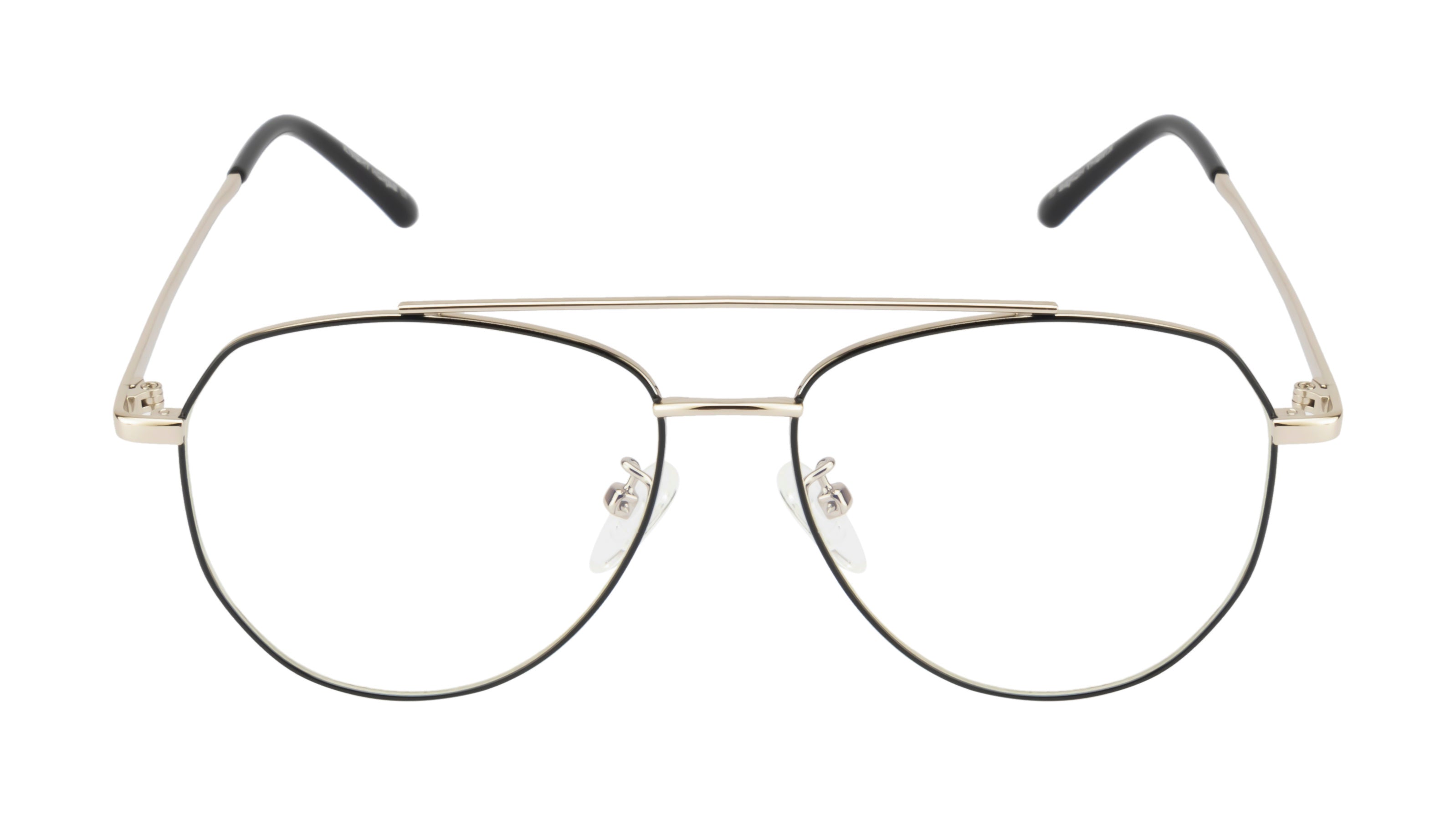 Aviator Glasses: Silver & Black Frame with Blue Cut Lenses