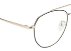 Aviator Glasses: Silver & Black Frame with Blue Cut Lenses