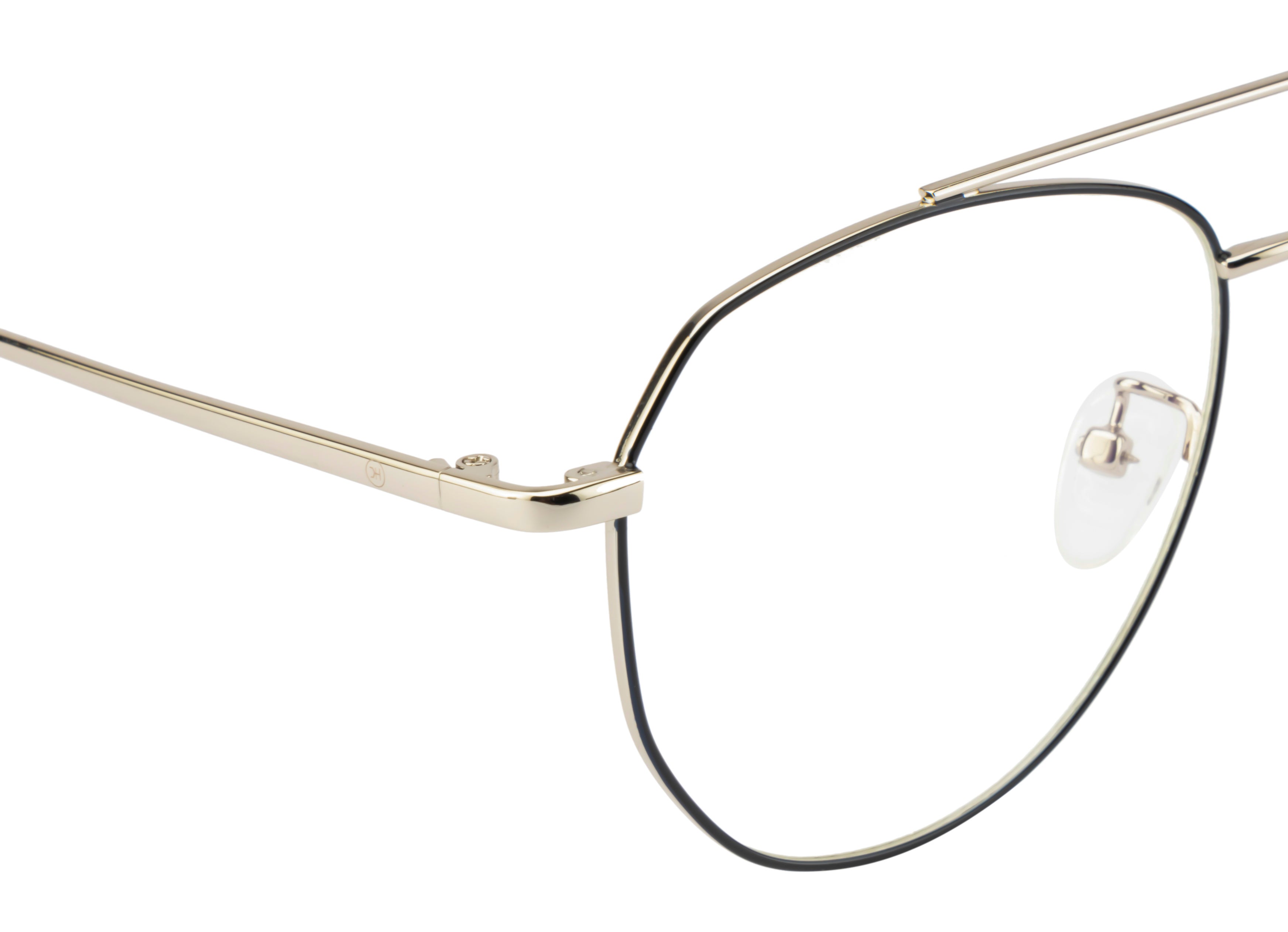Aviator Glasses: Silver & Black Frame with Blue Cut Lenses