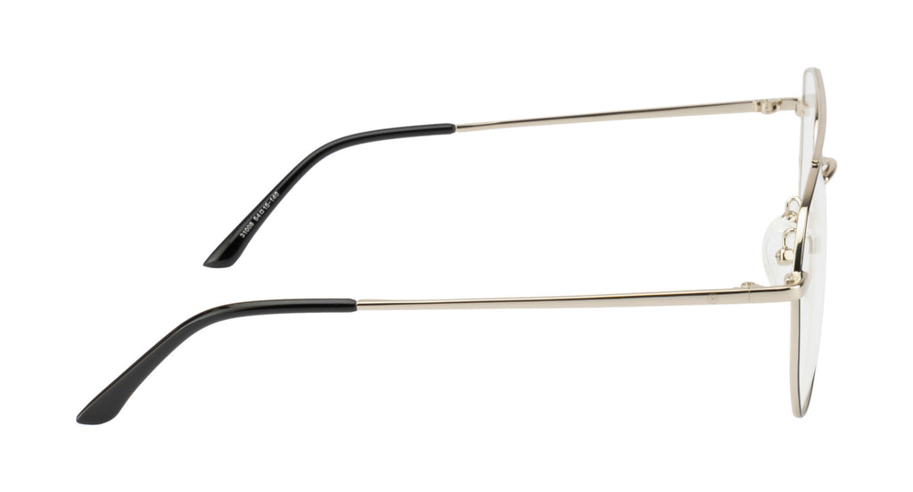 Aviator Glasses: Silver & Black Frame with Blue Cut Lenses