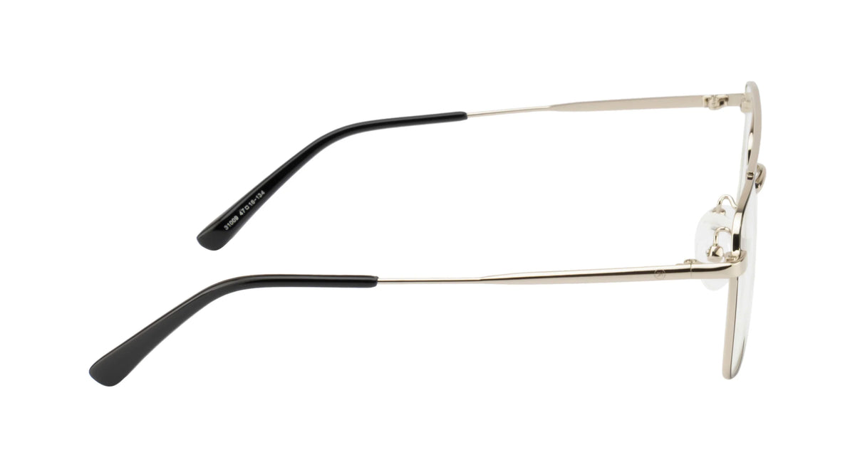 BlueCut Silver-Black Rectangular Metal Eyewear