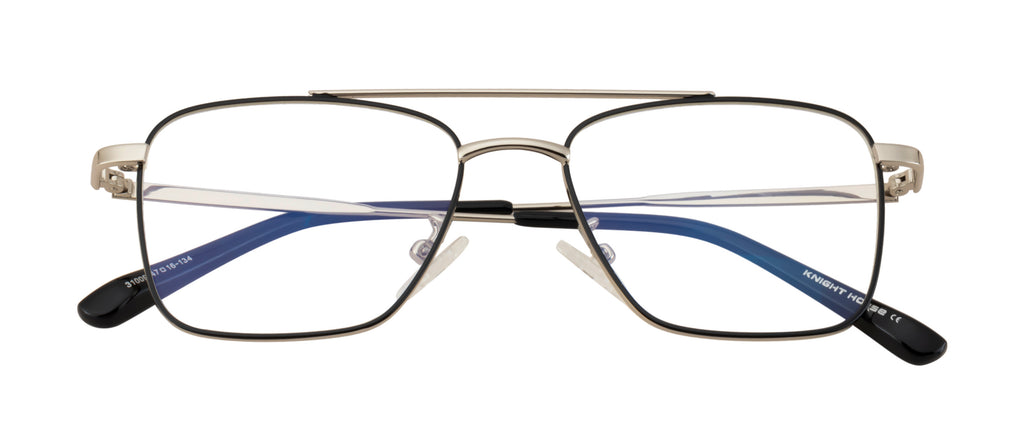 BlueCut Gold-Black Rectangular Metal Eyewear