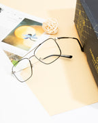 BlueCut Gold-Black Rectangular Metal Eyewear