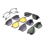 Clip-On Eyewear | 5 Magnetic Lenses – Polarized, Night Vision & DC | Double Bar Glasses