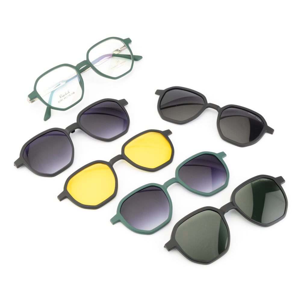 Magnetic Clip-On Eyewear Set | 5 Lenses with Polarized & Night Vision