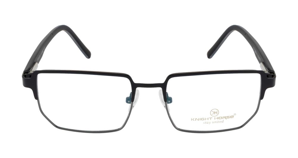 Metal Frame Glasses | Black & Silver | Geometric Spring Design - Stylish & Comfortable