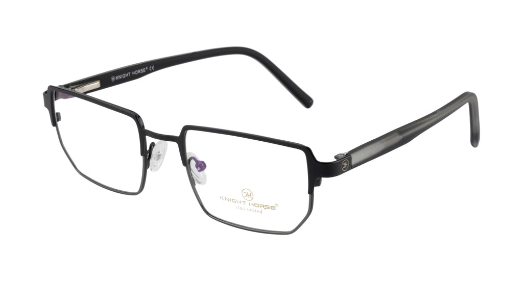 Metal Frame Glasses | Black & Silver | Geometric Spring Design - Stylish & Comfortable