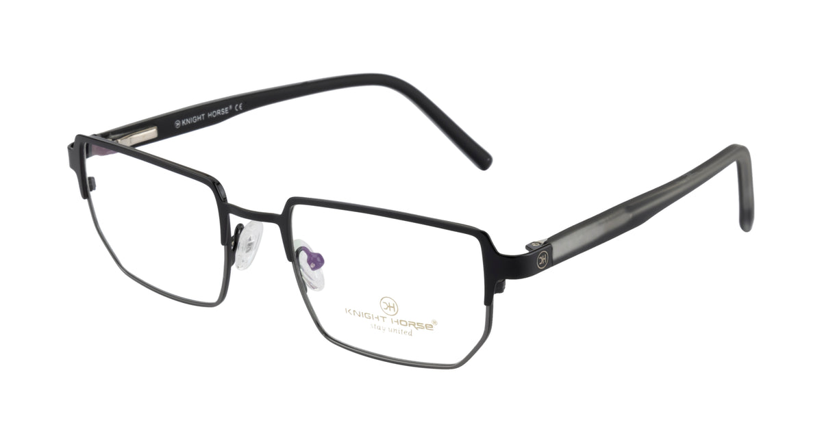 Metal Frame Glasses | Black & Silver | Geometric Spring Design - Stylish & Comfortable