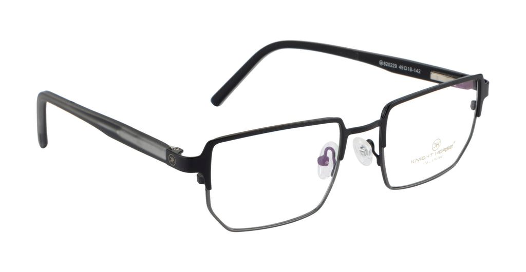 Metal Frame Glasses | Black & Silver | Geometric Spring Design - Stylish & Comfortable